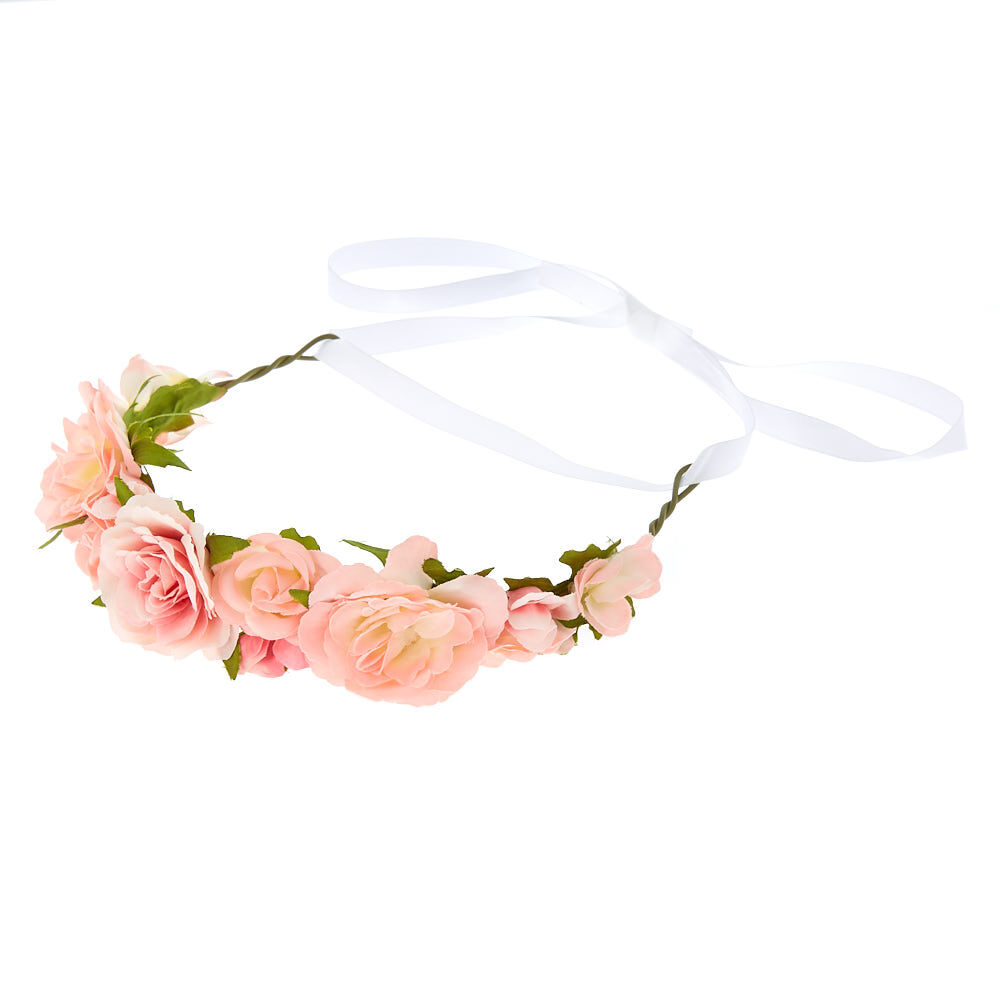 Claire's Club Flower Crown Tie Headwrap - Pink,