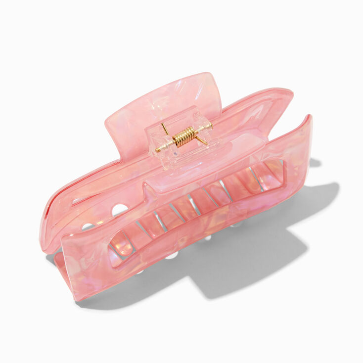 Iridescent Coral Rectangular Hair Claw,