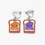 Peanut Butter &amp; Jelly Sandwich Clip On Drop Earrings,