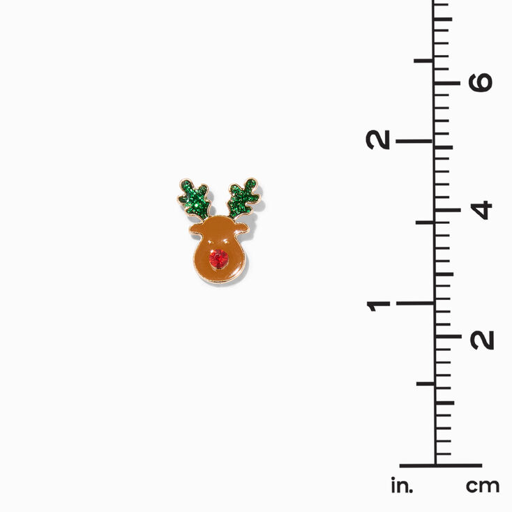 Glittery Reindeer Enameled Stud Earrings,