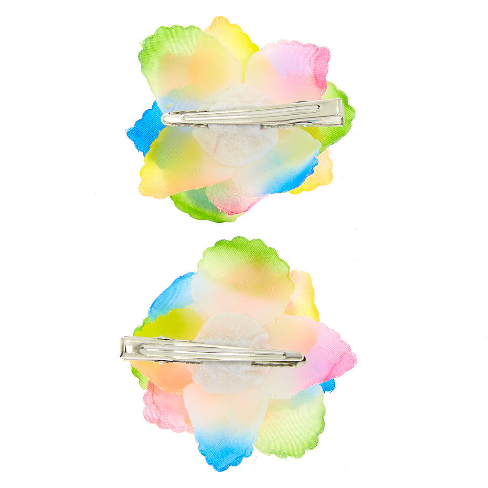 Rainbow Ombre Flower Hair Clips - 2 Pack,