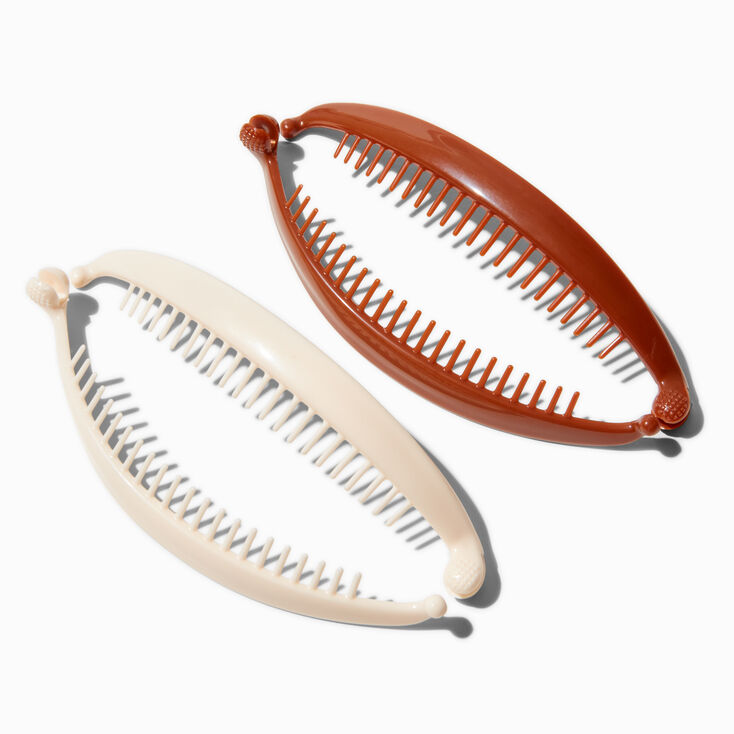 Brown &amp; Ivory Banana Clip Hair Claws - 2 Pack,