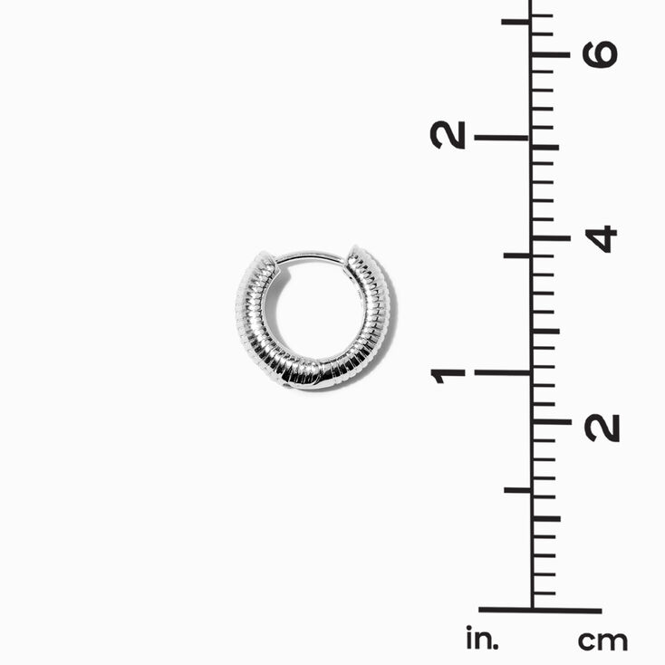 Silver-tone 10mm Ridged Clicker Hoop Earrings,