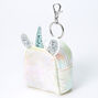Iridescent Quilted Unicorn Mini Backpack Keychain - White,