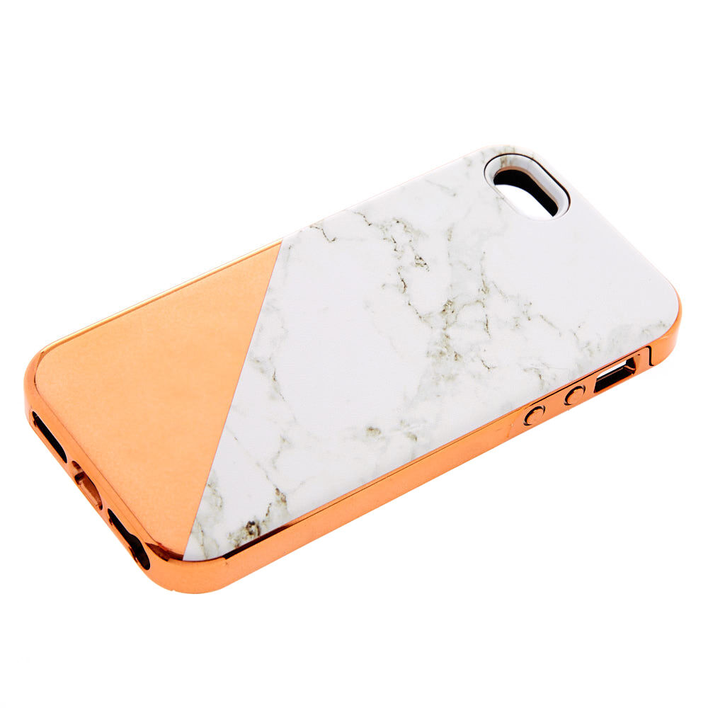 Coque de protection pour portable couleur doré rose effet marbré - Compatible avec iPhone 6/7/8,