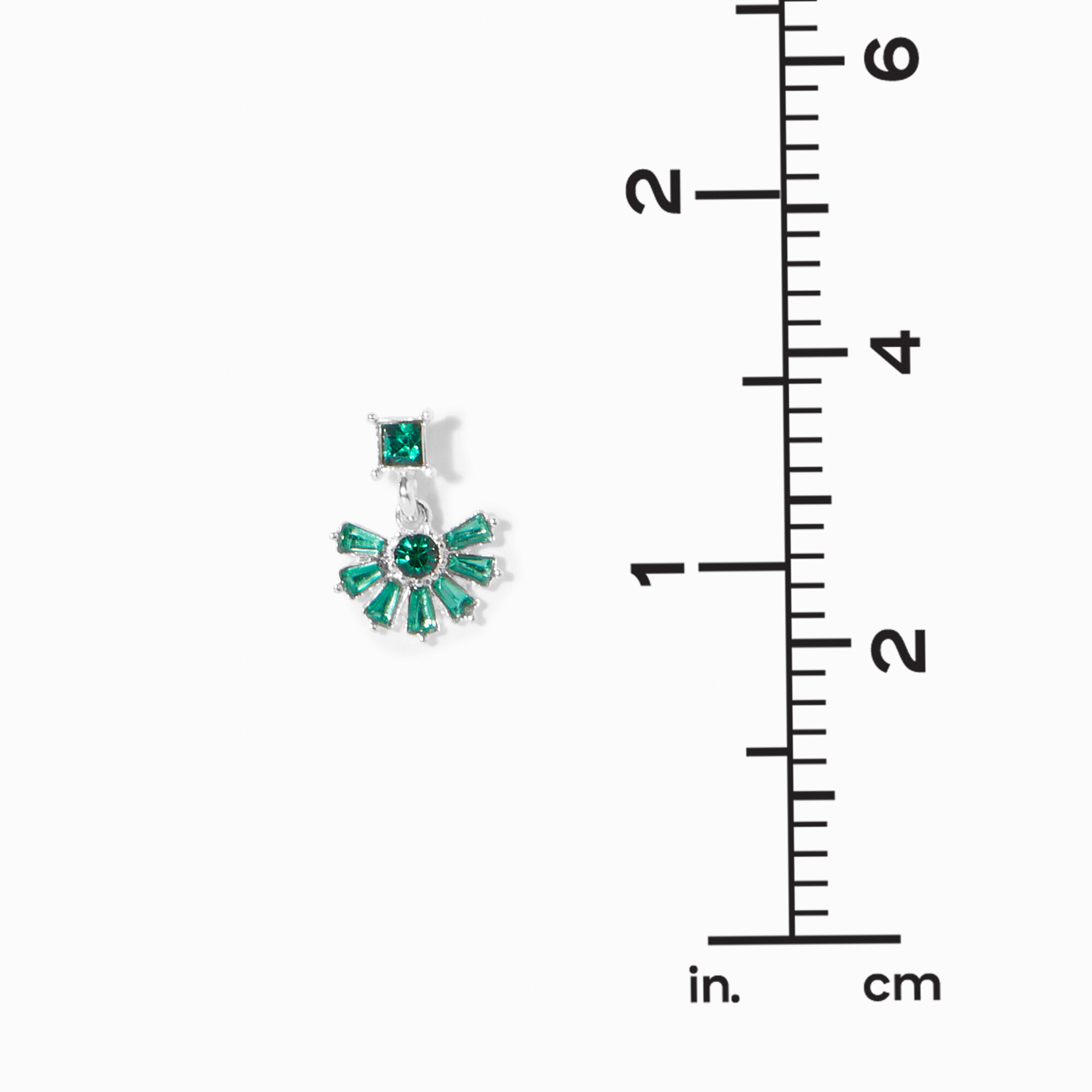 Green Art Deco 0.5" Silver Drop Earrings,