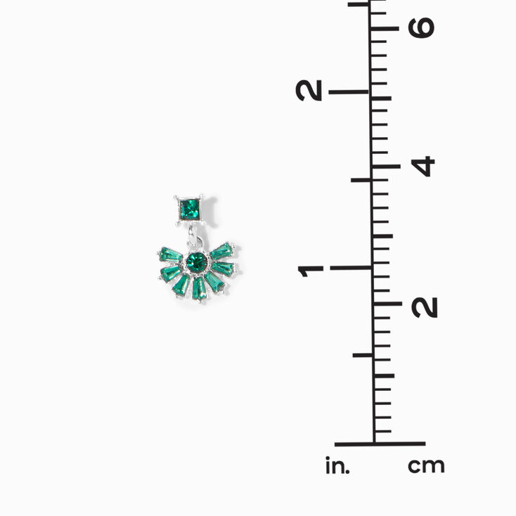 Green Art Deco 0.5&quot; Silver Drop Earrings,