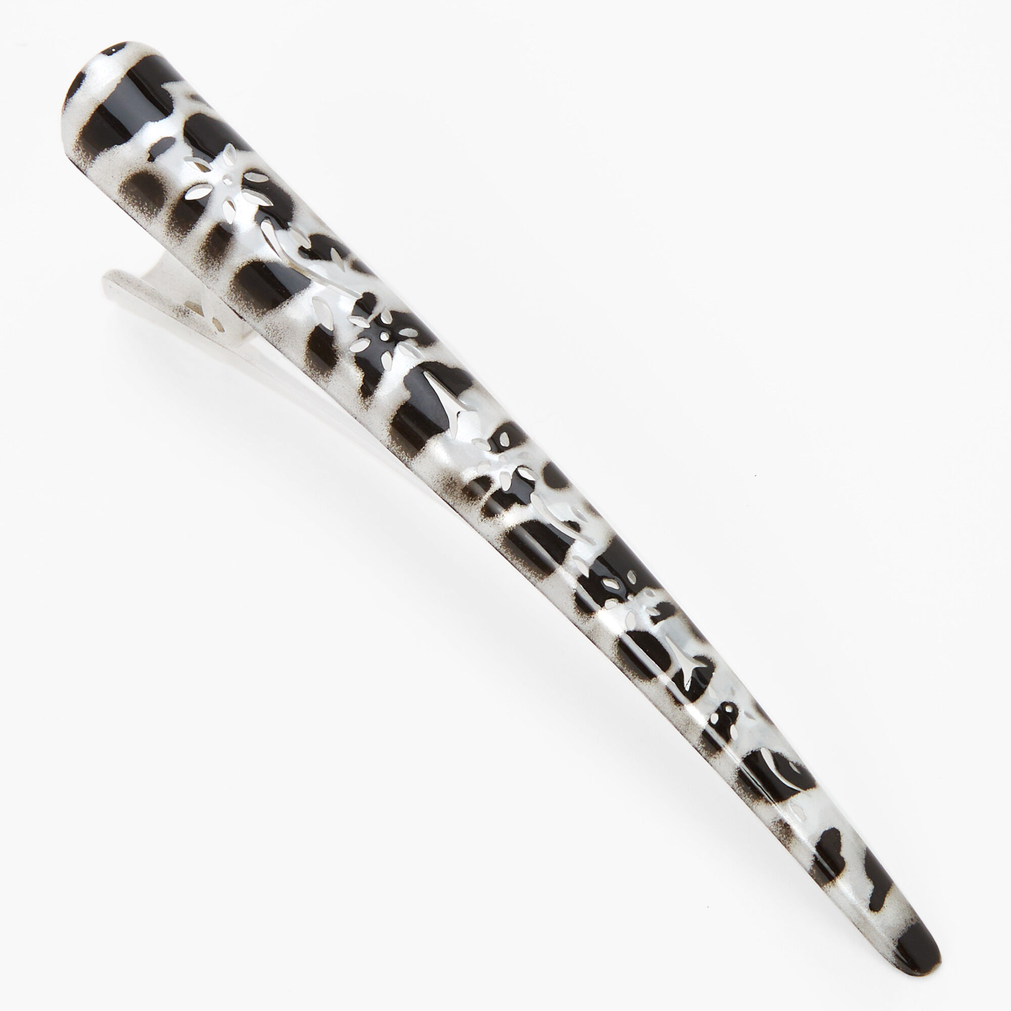 Tortoiseshell Filigree Hair Clip - Black/Gray,