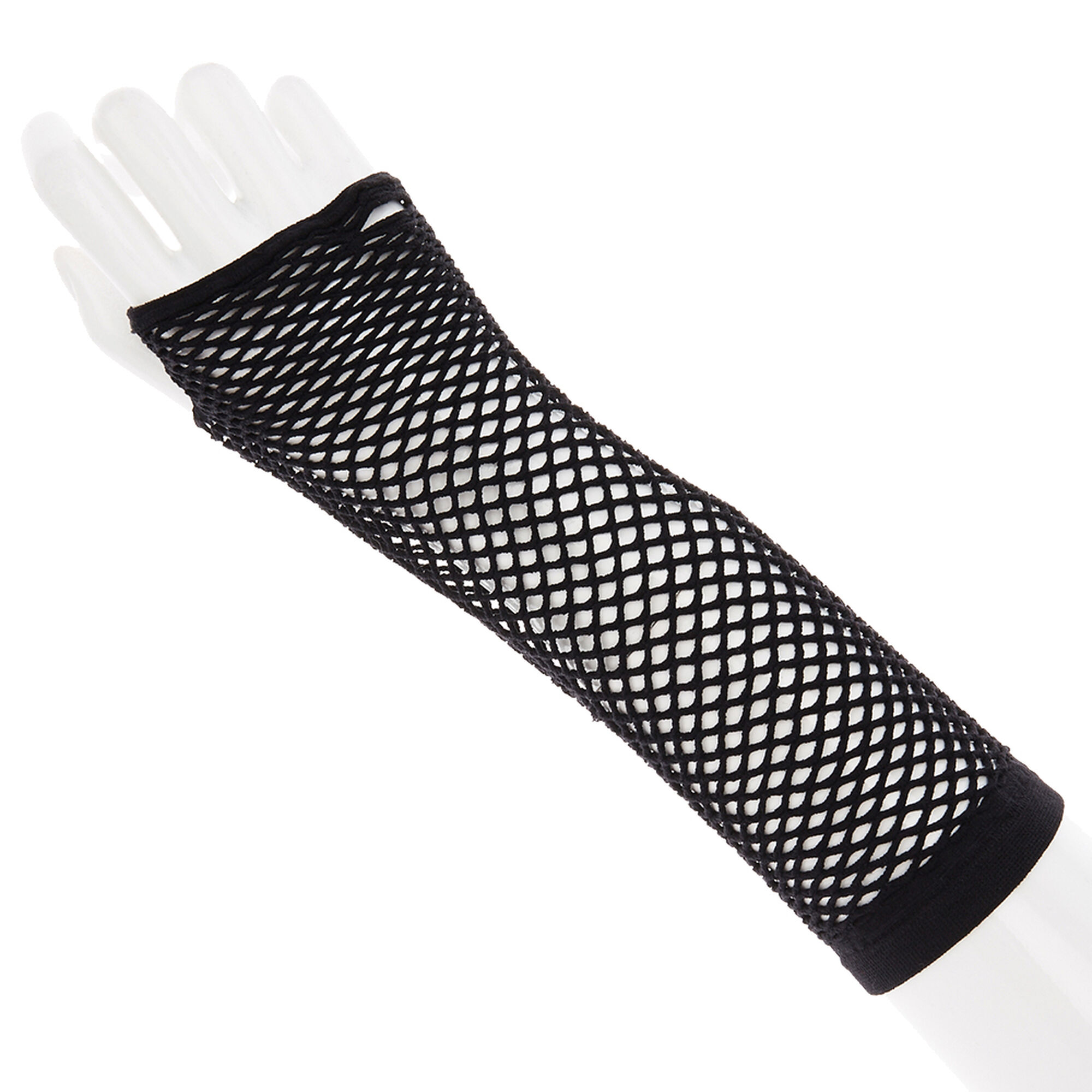 View Claires Fishnet Mesh Arm Warmers Black information