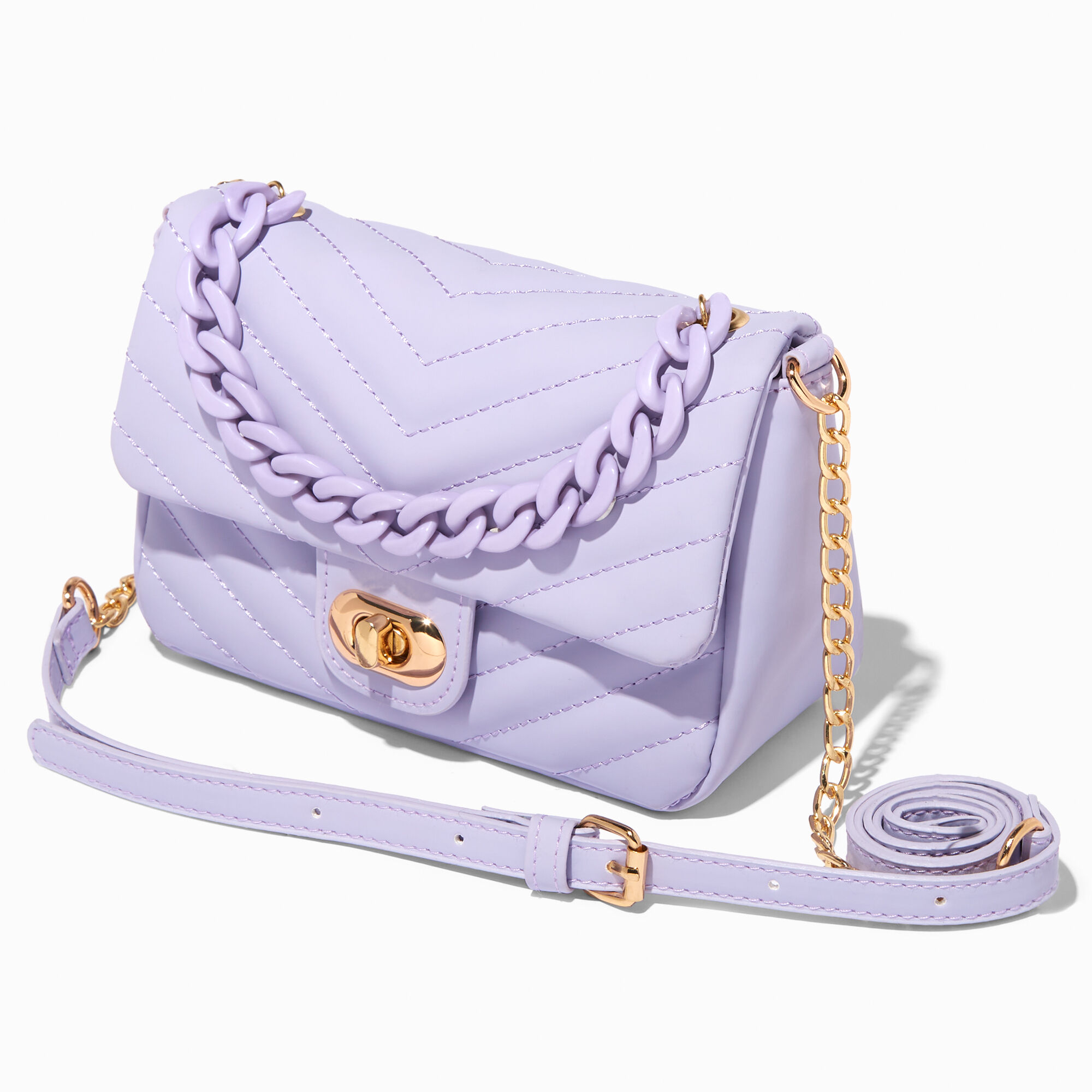 Quilted Lavender Dual Strap Crossbody Bag Claire s US
