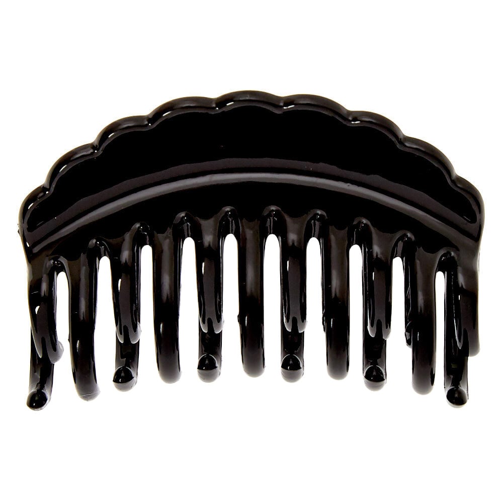 Petite pince à cheveux noire à double rangée de picots,