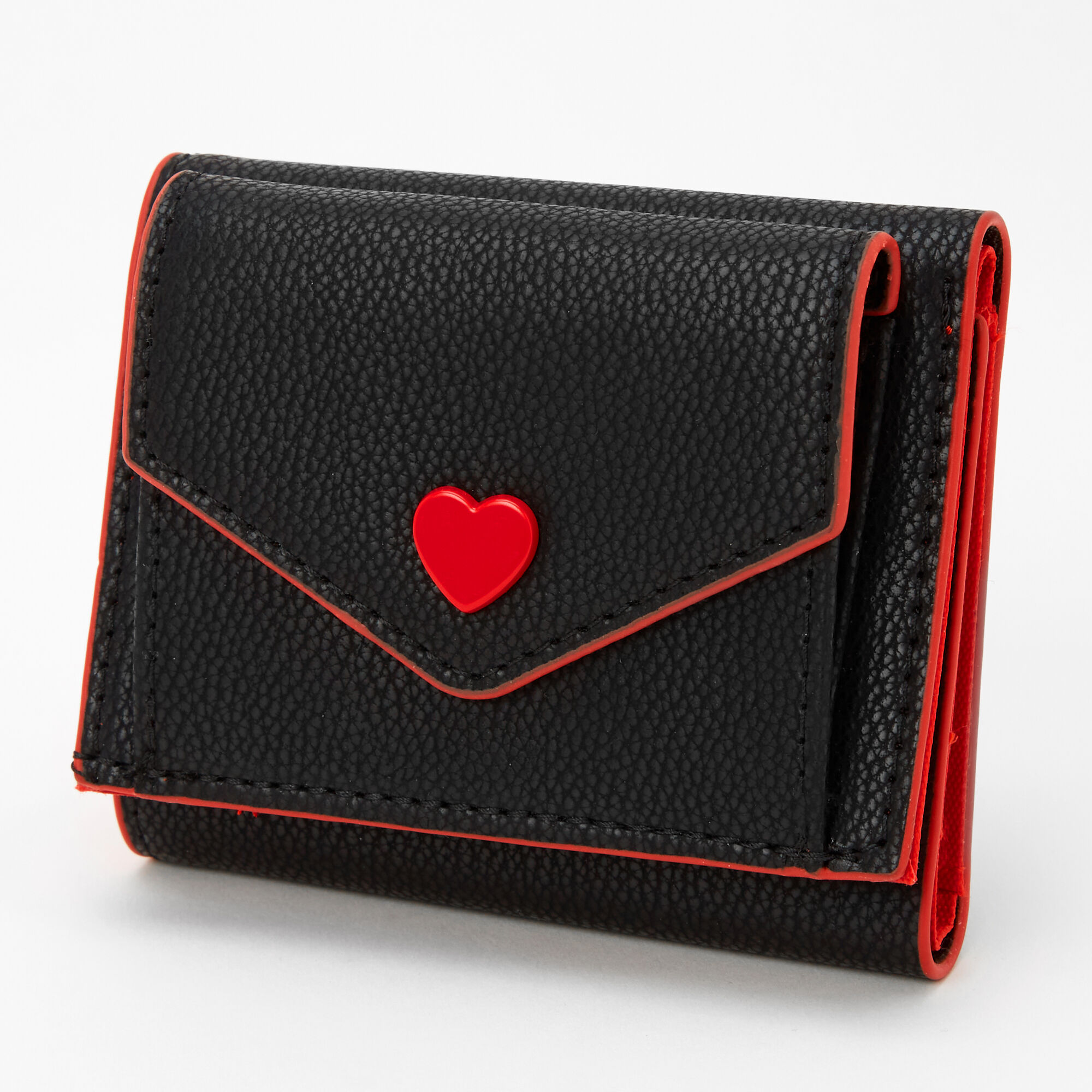 Claire's Portefeuille à trois compartiments cœur rouge - Noir