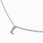 Collier &agrave; pendentif initiale en majuscule en strass couleur argent&eacute;e - L,