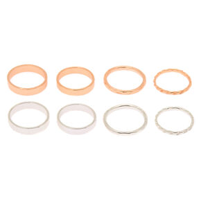 Mixed Metal Simplicity Rings - 8 Pack,