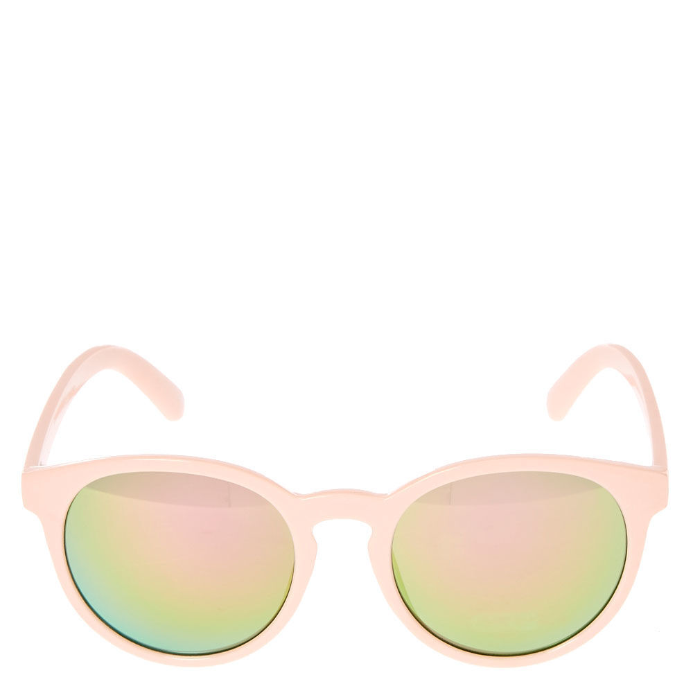 Round Rainbow Mirrored Sunglasses - Blush,