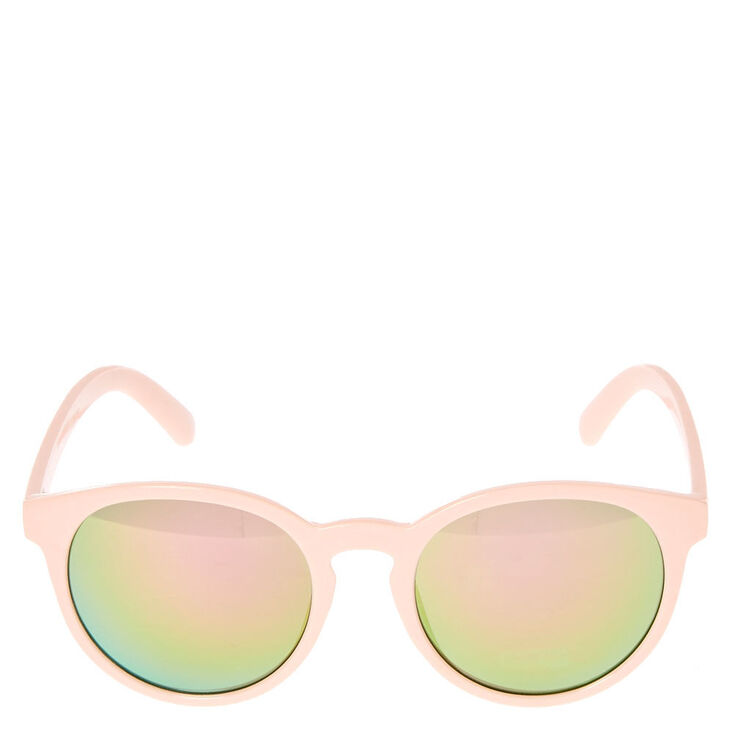 Round Rainbow Mirrored Sunglasses - Blush,