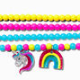 Claire&#39;s Club Rainbow Charm Seed Bead Stretch Bracelets - 4 Pack,