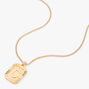 Gold Initial Rectangle Medallion Pendant Necklace - C,