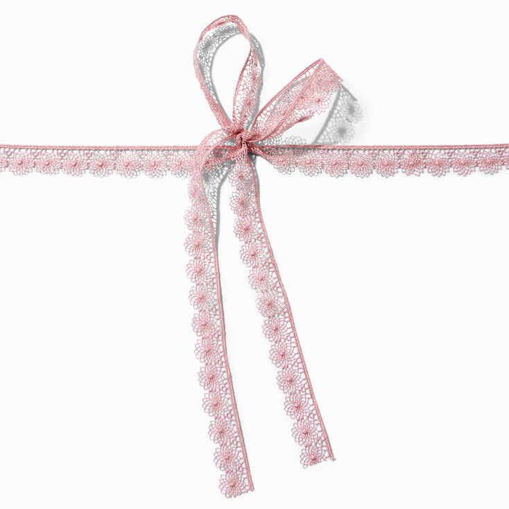Pink Lace Bow Choker Necklace ,