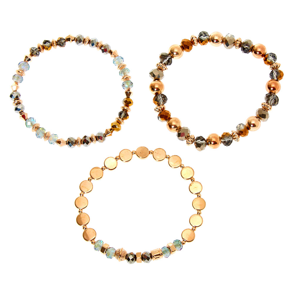 Gold Bead Stretch Bracelets - 3 Pack,