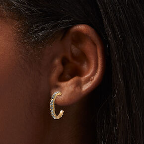 Gold-tone 15MM Crystal Hoop Earrings Stackables Set - 6 Pack  ,