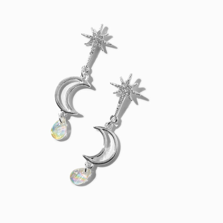Pendantes AB iridescentes &eacute;toile d&eacute;pareill&eacute;es couleur argent&eacute;e,
