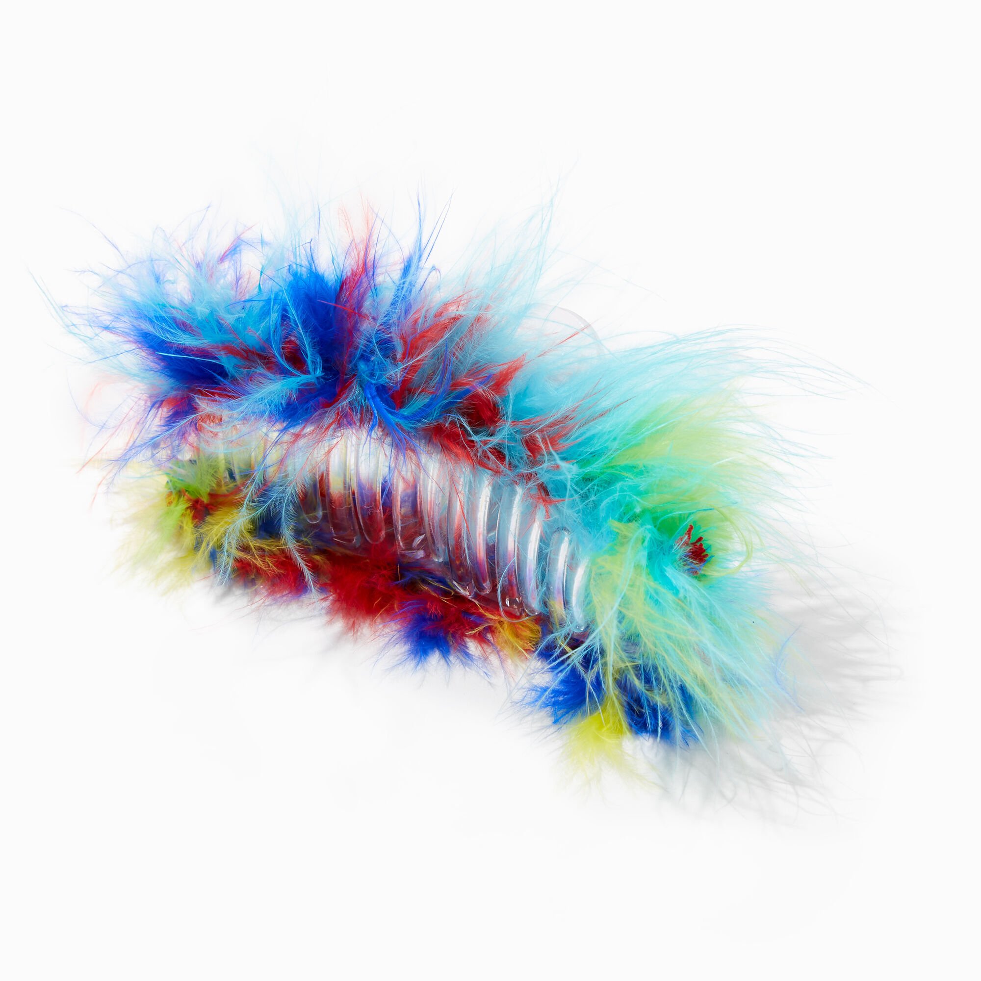 View Claires Feather Medium Hair Claw Rainbow information