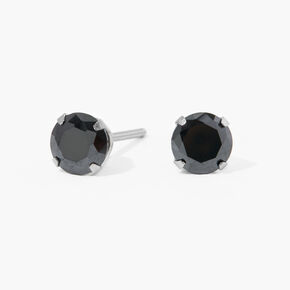 Stainless Steel 5mm Black Cubic Zirconia Studs Ear Piercing Kit with Ear Care Solution,