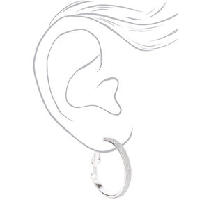 Silver 20MM Thin Glitter Hoop Earrings,
