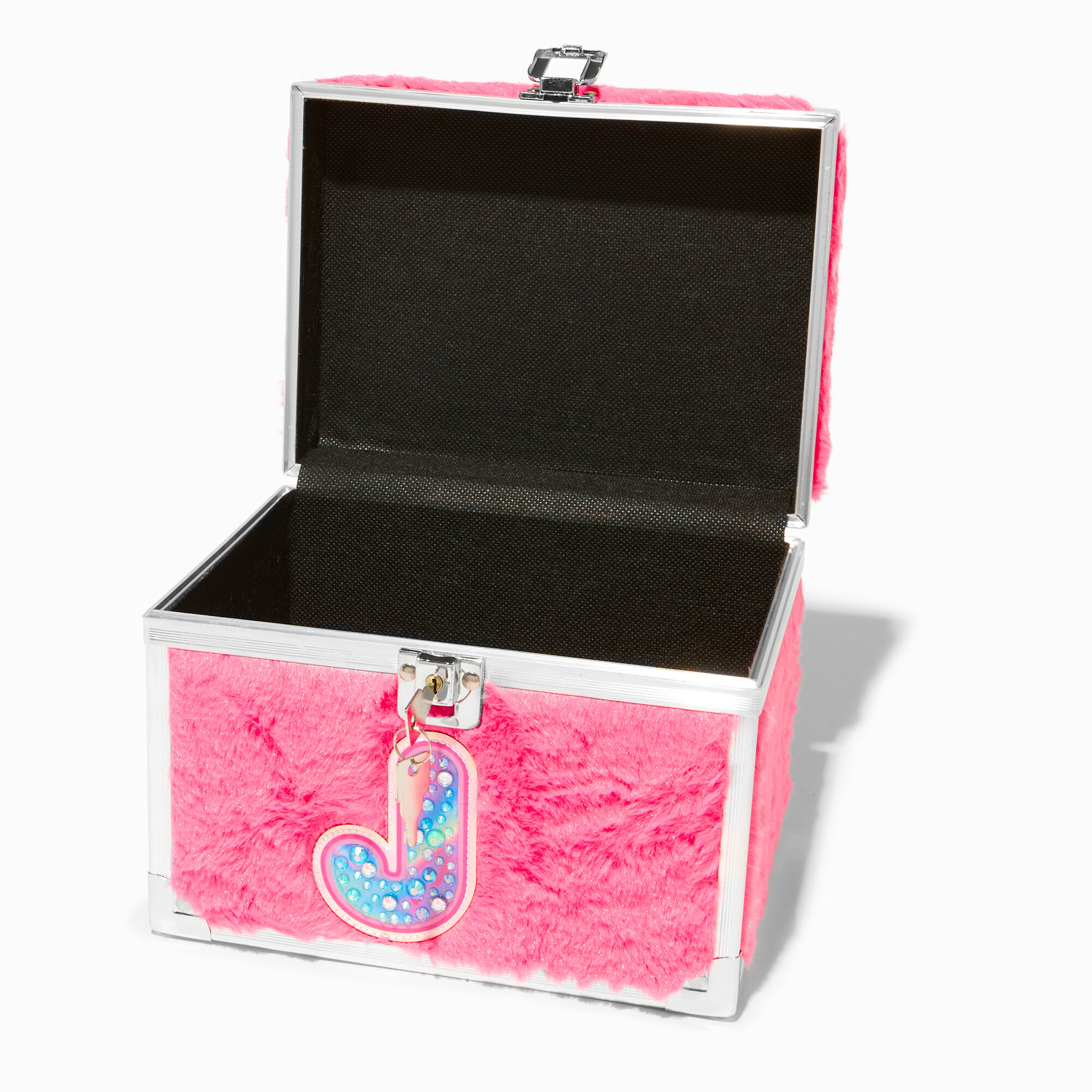 Bejeweled Initial Fuzzy Lock Box - J,