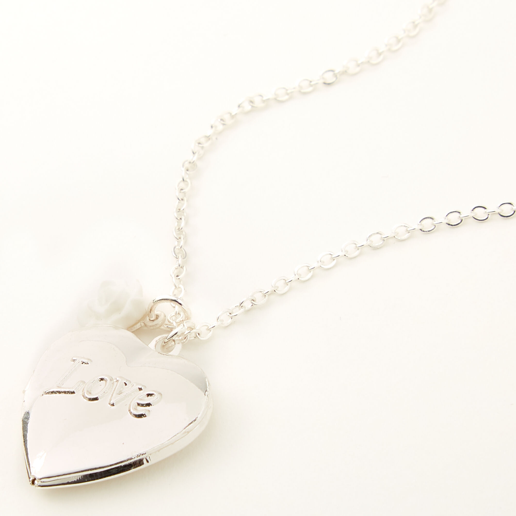 Claire's Club Silver Love Locket Necklace,