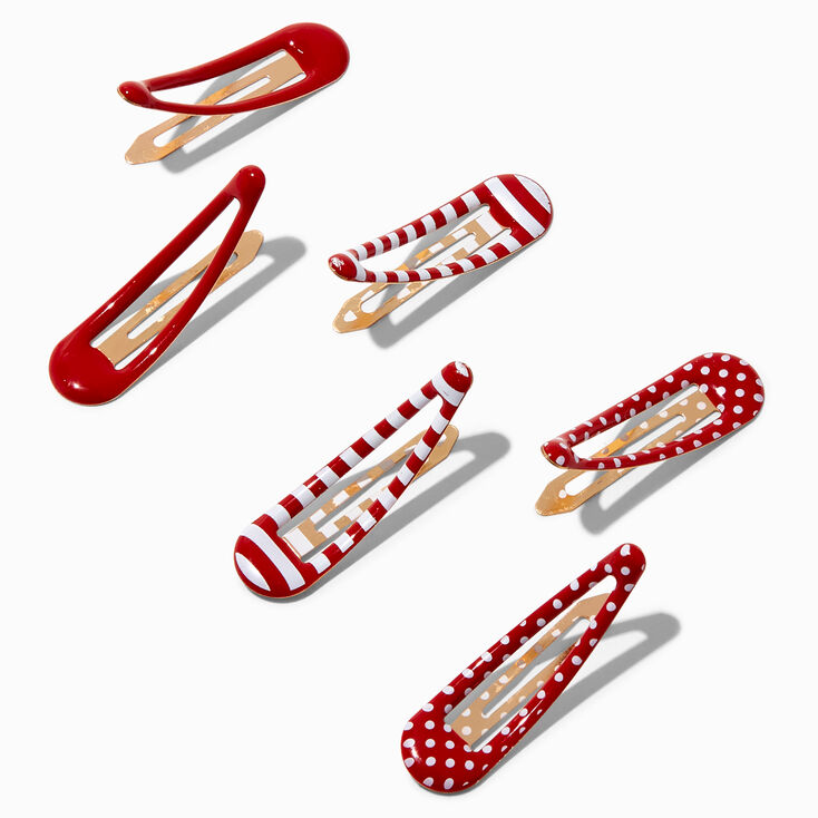 Claire&#39;s Club Red Mixed School Snap Hair Clips - 6 Pack,