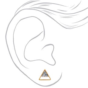 18kt Gold Plated Marbled Triangle Stud Earrings,