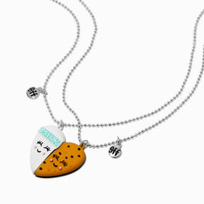 Best Friends Milk &amp; Cookies Split Heart Pendant Necklaces - 2 Pack,