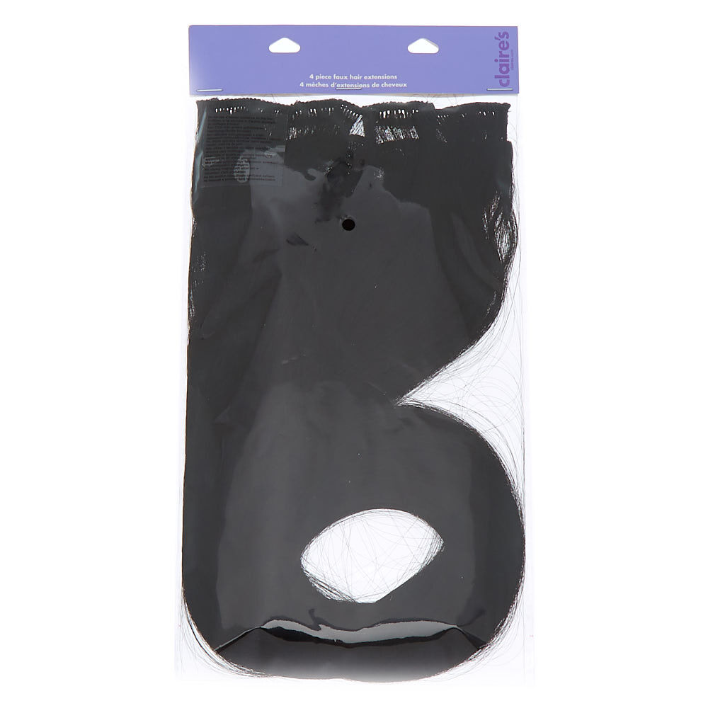 Faux Hair Clip In Extensions - Black, 4 Pack,