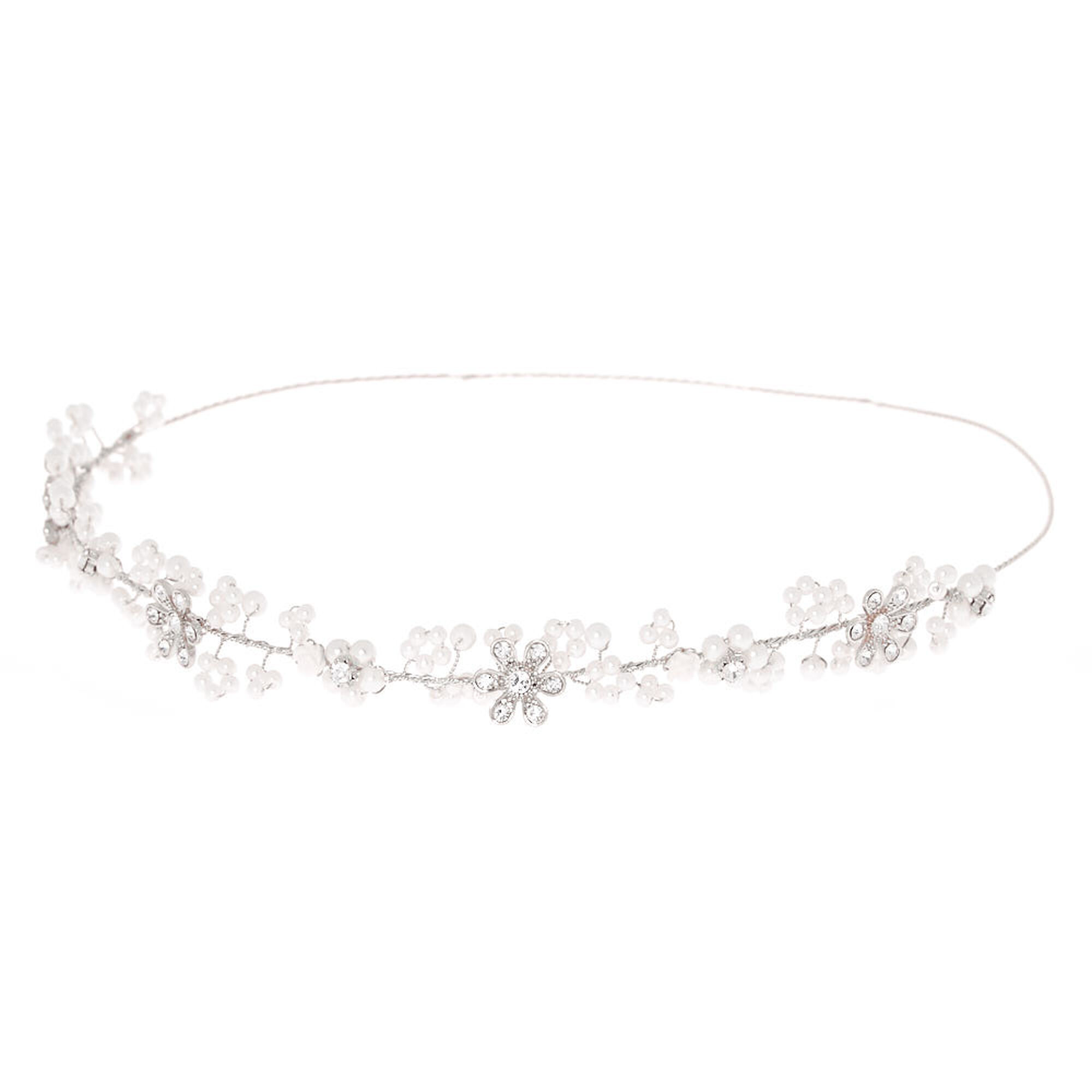View Claires Pearl Flower Hair Crown Silver information