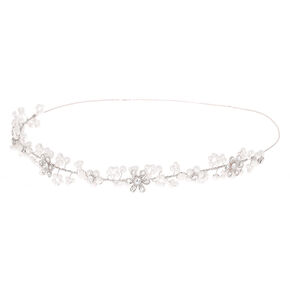 Silver Pearl Flower Hair Crown,