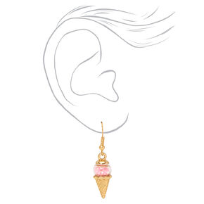 Pink 1&quot; Confetti Ice Cream Cone Drop Earrings,