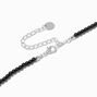 Black Beaded Silver-tone Chevron Cross Pendant Necklace,