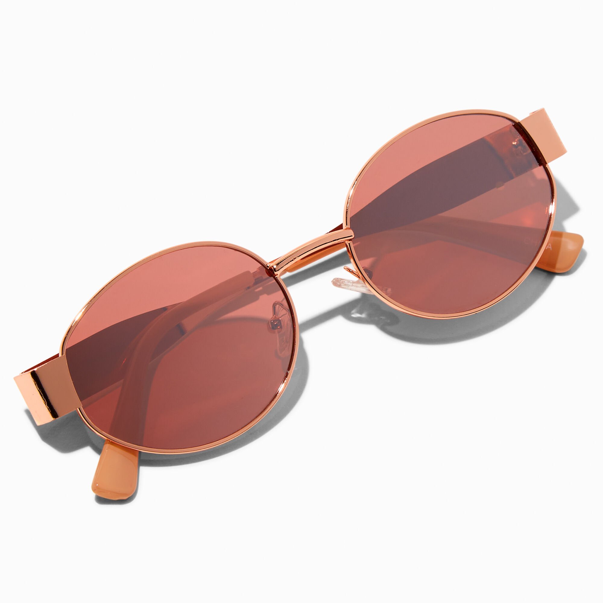 Rose Gold Oval Sunglasses,