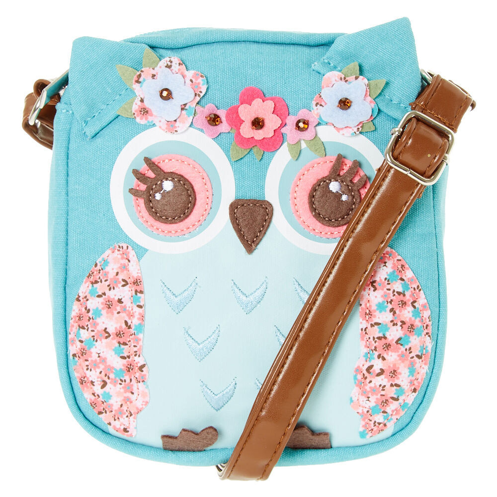 Claire's Club Hazel the Owl Crossbody Purse - Teal,