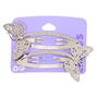 Silver Butterfly Jumbo Snap Hair Clips - 2 Pack,