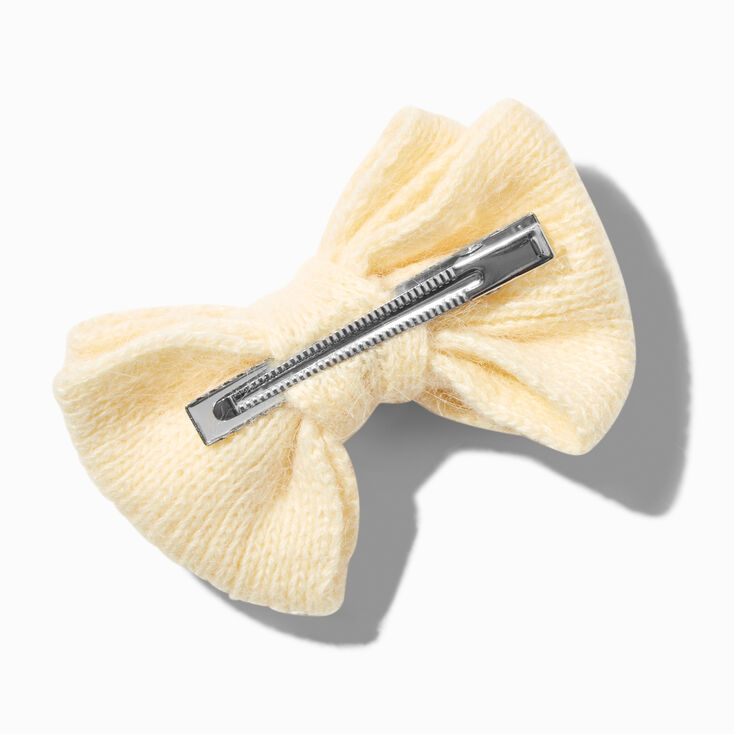 Ivory Knit Hair Bow Clip,