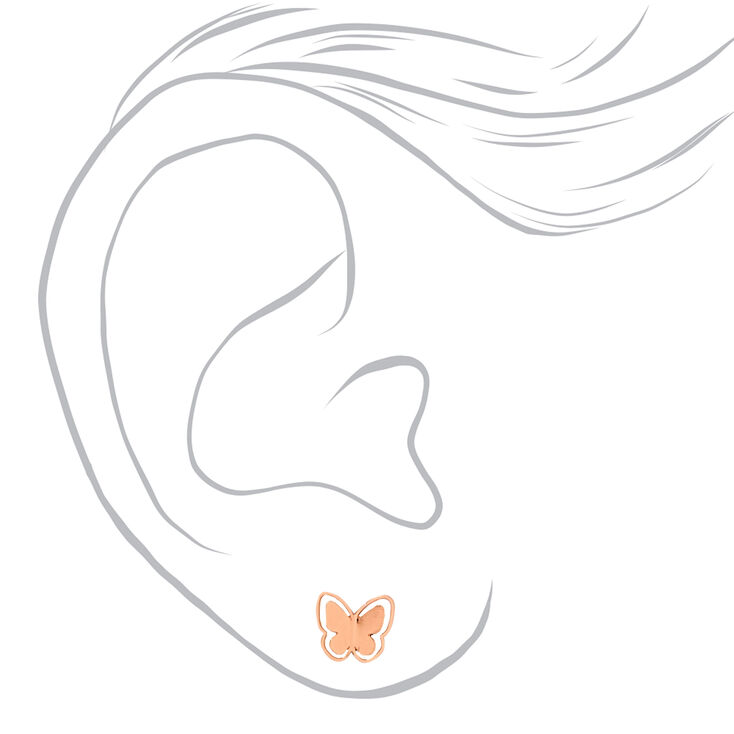 C LUXE by Claire&#39;s 18k Rose Gold Plated Butterfly Stud Earrings,