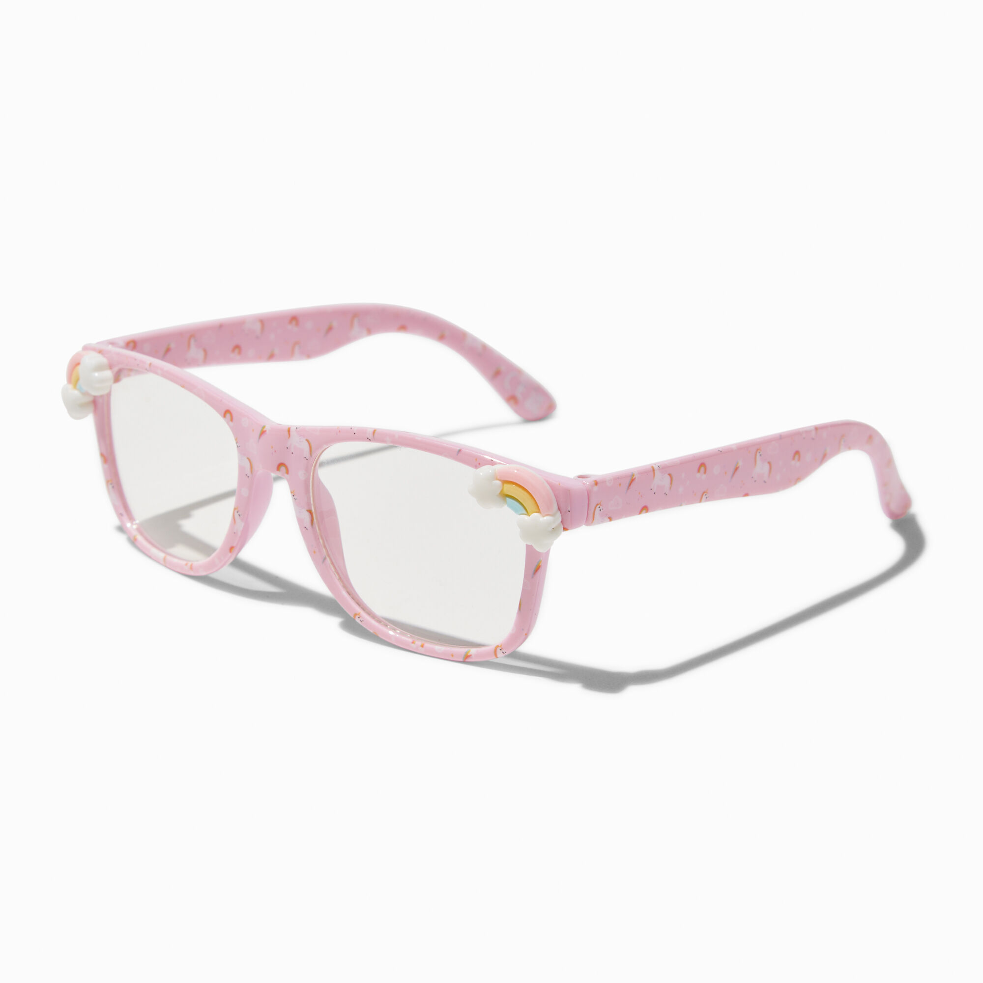 Claire's Lunettes à verres transparents rétro arc-en-ciel et licorne Claire's Club