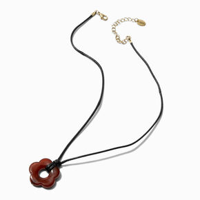 Brown Daisy Cord Pendant Necklace ,