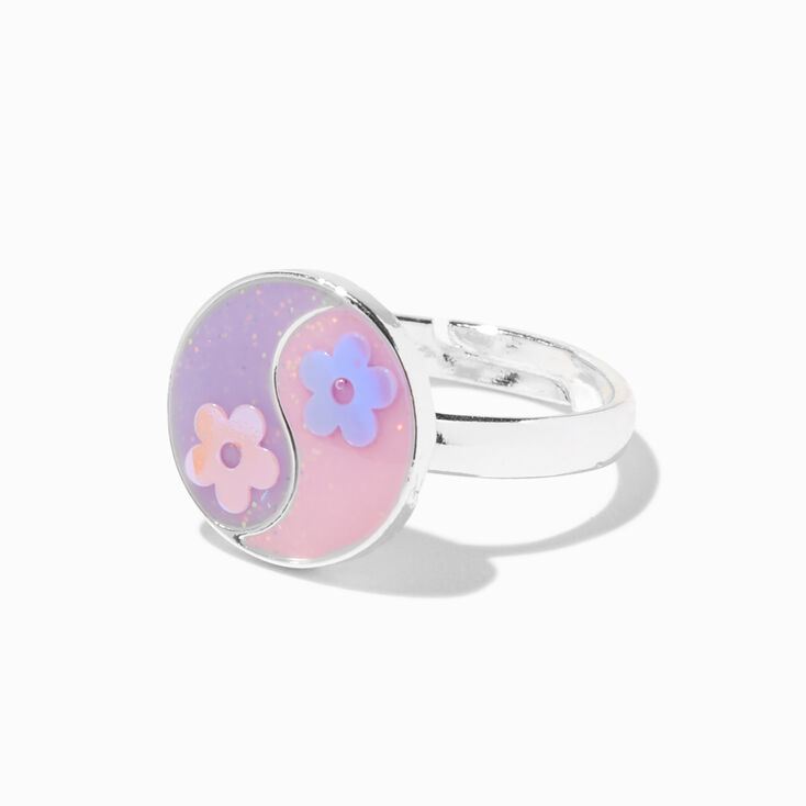 UV Color-Changing Pink Daisy Yin Yang Ring,