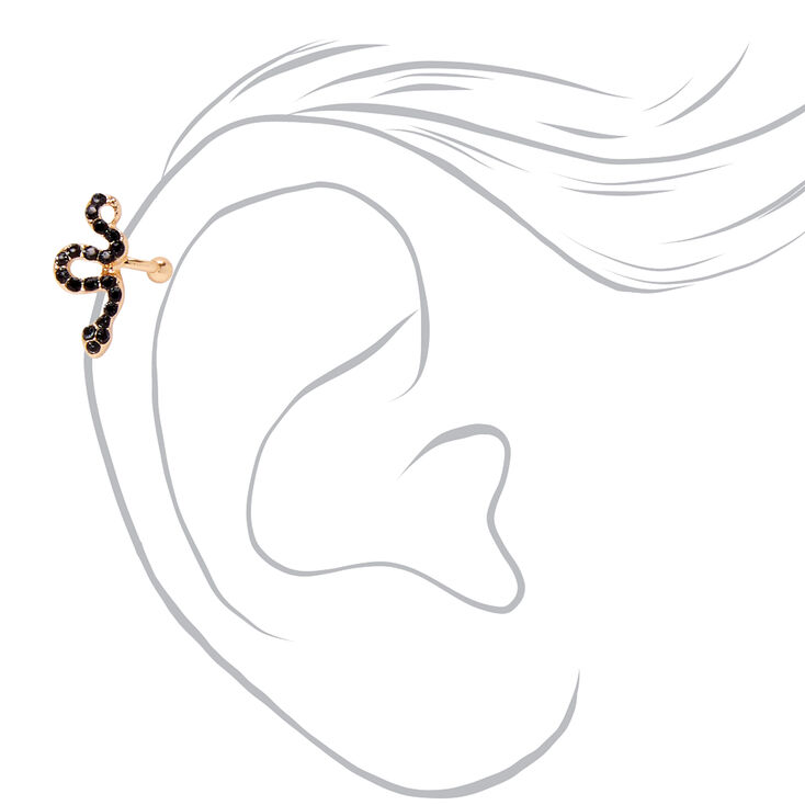 Gold Stone Snake Ear Cuff - Black,