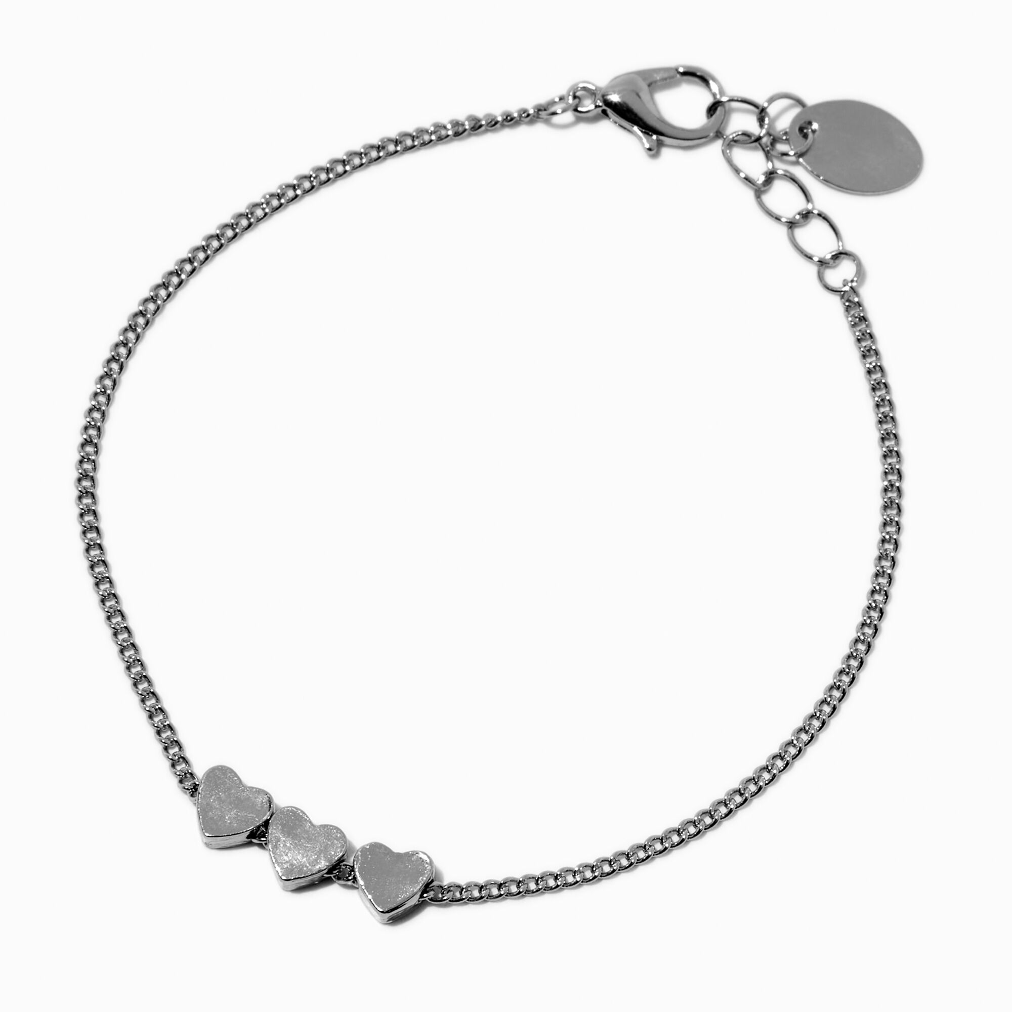 Silver-tone Heart Chain Bracelet,