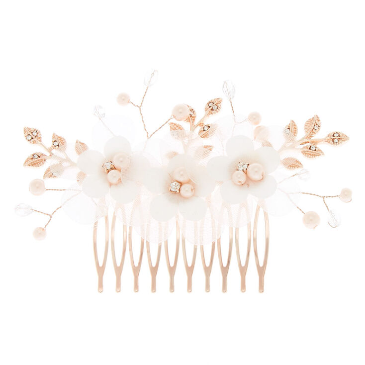 Flower &amp; Leaf Pearl Hair Comb,